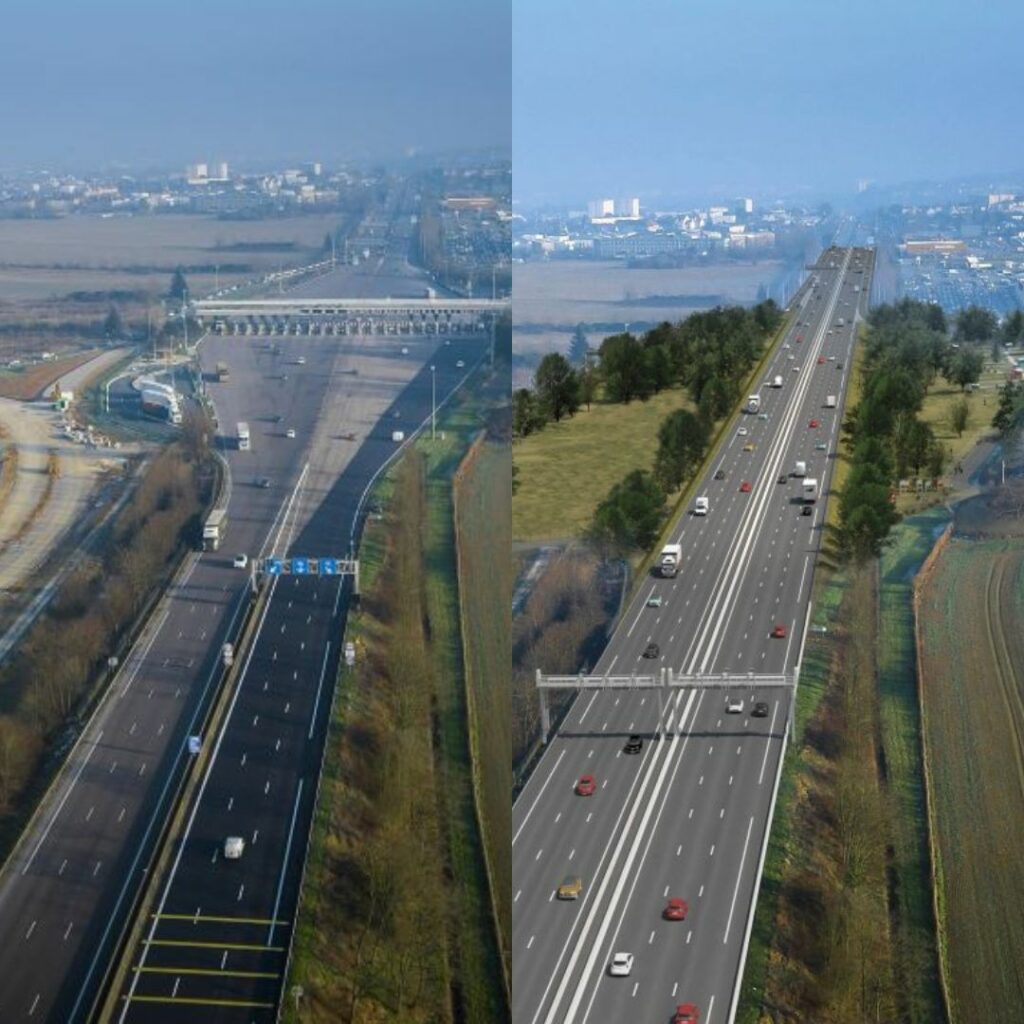 Comparaison autoroute avant et après travaux